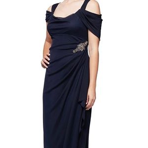 Alex Evening long navy blue dress. Size 10. Never worn.
